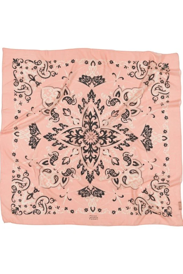 Foulard bandana rose corail 100 % coton