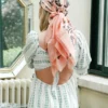 Foulard bandana rose corail 100 % coton