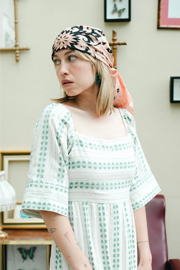 Foulard bandana rose corail 100 % coton
